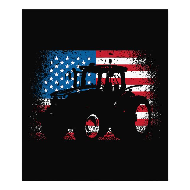Traktor USA flagga design för Patriotic Farmer Fototryck (Framsidan)