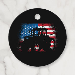 Traktor USA flagga design för Patriotic Farmer Gåvor Etiketter