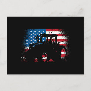 Traktor USA flagga design för Patriotic Farmer Helg Vykort