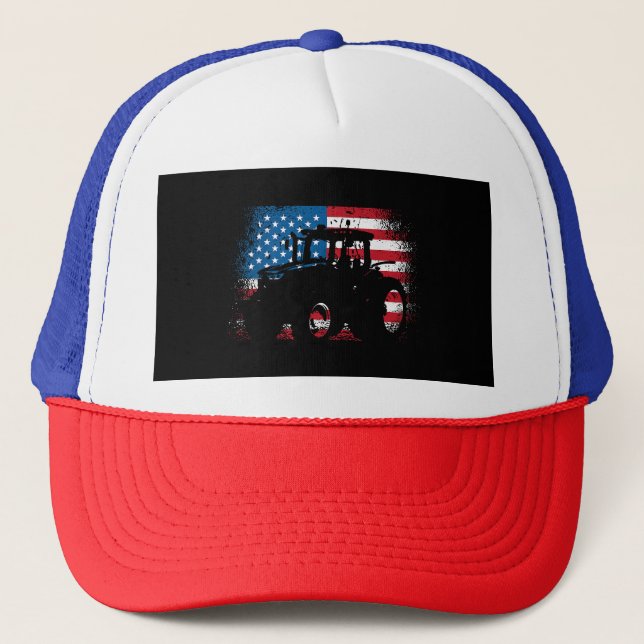 Traktor USA flagga design för Patriotic Farmer Keps (Framsida)