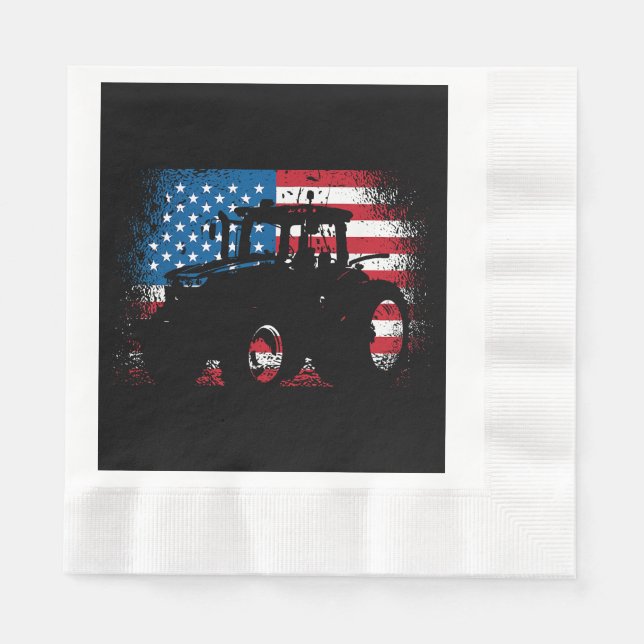 Traktor USA flagga design för Patriotic Farmer Pappersservett (Framsidan)