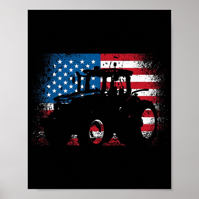 Traktor USA flagga design för Patriotic Farmer Poster (Framsidan)