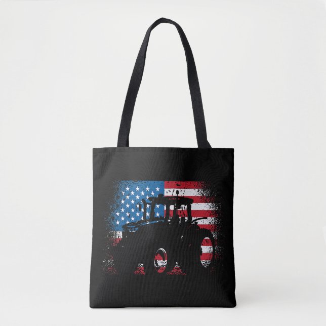 Traktor USA flagga design för Patriotic Farmer Tygkasse (Framsida)