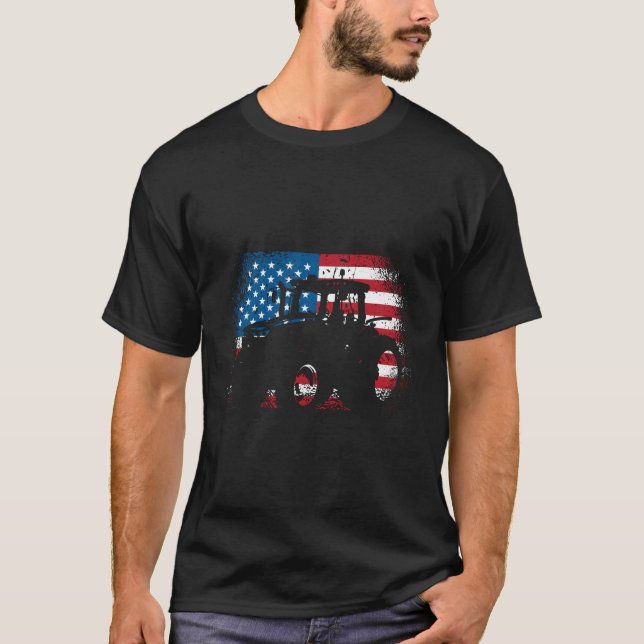 Traktor USA flagga för Patriotic Farmer T Shirt (Framsida)