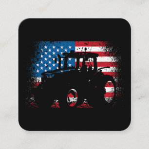 Traktor USA-flaggdesign för patriotisk bonde Fyrkantigt Visitkort