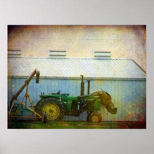 Traktor vid Hog Barn Poster