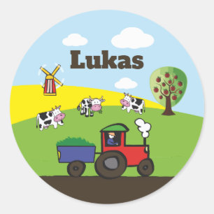 traktoranläggning runda runt klistermärke