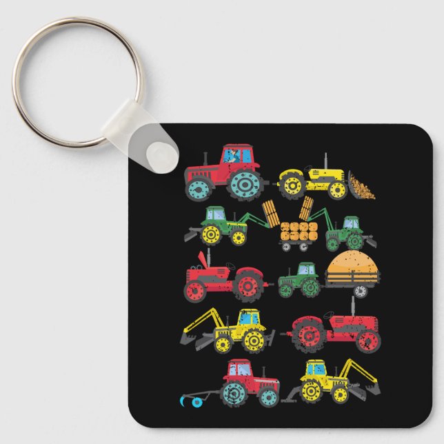 Traktorer Boys Kids Farm Machinery Fordon Nyckelring (Framsida)