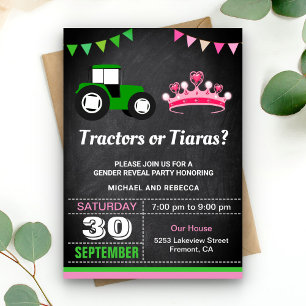 Traktorer eller tiara-könsbestämningsfest inbjudningar