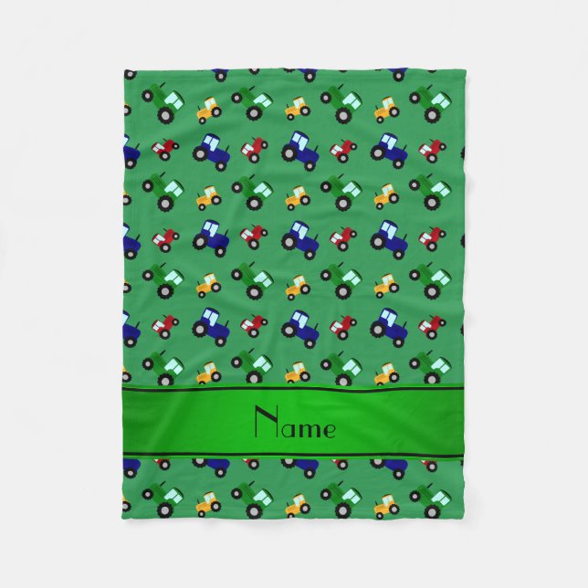 Traktorer för personlignamngrönt fleecefilt (Framsidan)