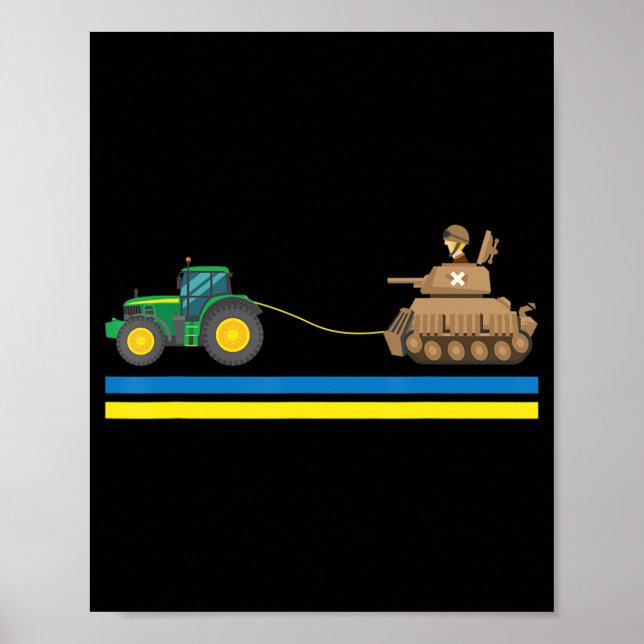 Traktorer över Tankerna Ukraina - jag står för Ukr Poster (Framsidan)