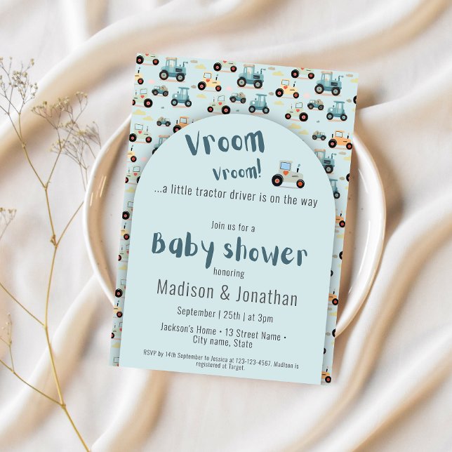 Traktorförare bondpojke baby shower inbjudan (Skapare uppladdad)