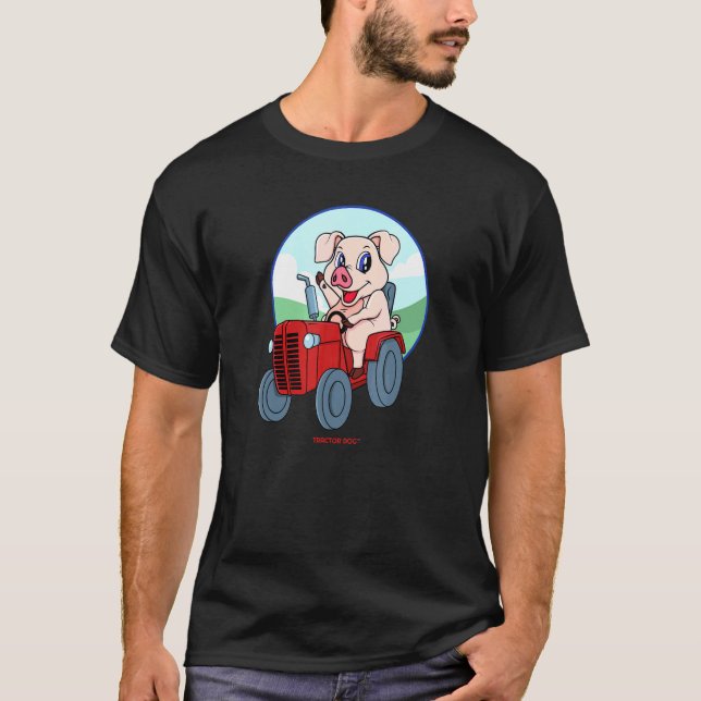 Traktorförare Gris som kör en traktor T Shirt (Framsida)