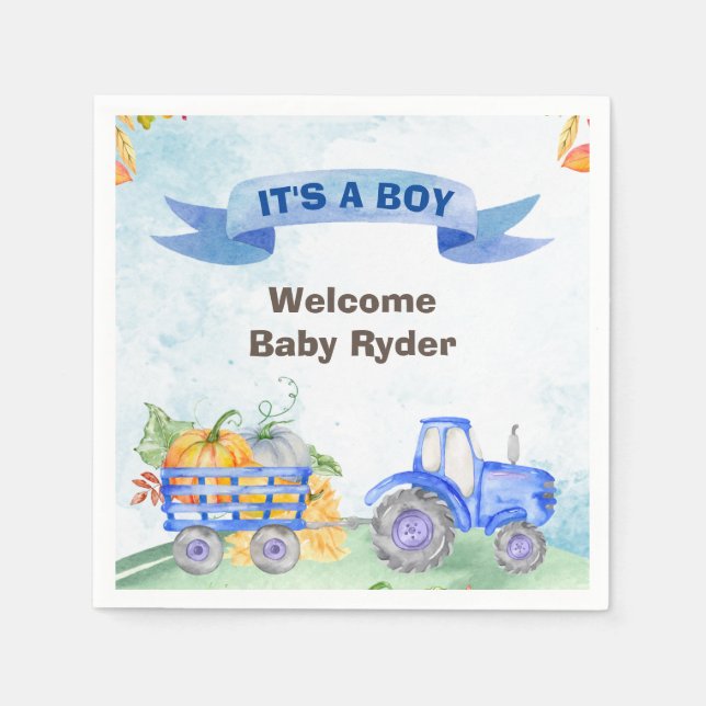 Traktorns fall pumpvattenfärgade blåblöjor pappersservett (Framsidan)