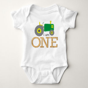 Traktorns Grönt Gult Wood 1st First Birthday T Shirt