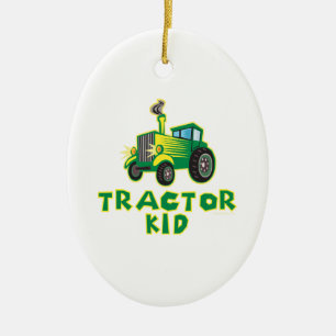 Traktorns Kid, Grönt Julgransprydnad Keramik