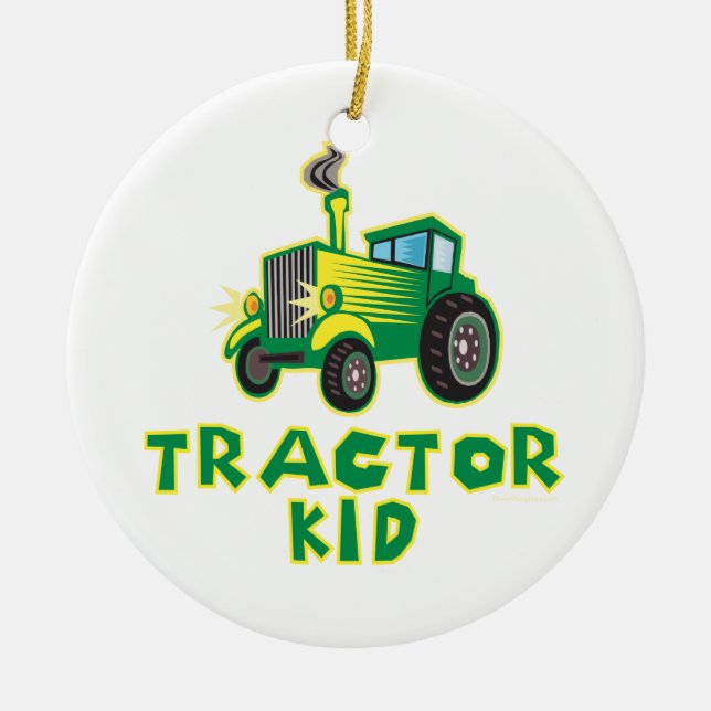 Traktorns Kid, Grönt Julgransprydnad Keramik (Framsidan)