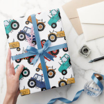 Traktorpresentpapper, presentpapper för gårdstema 