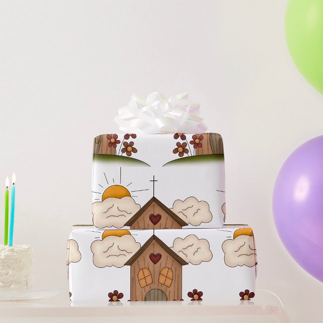 Träkyrka Presentpapper (Skapare uppladdad)