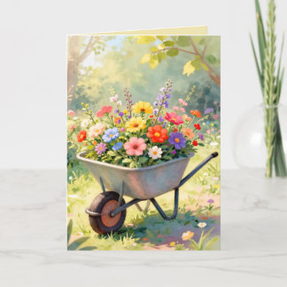 Trälåda med blommor välkomstkort kort