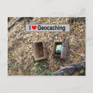 Trälådor gömmer: Geocaching Vykort