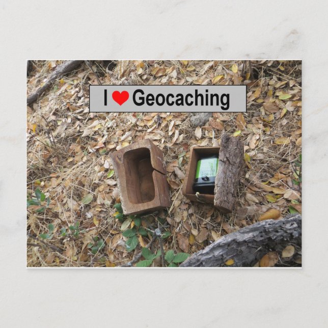 Trälådor gömmer: Geocaching Vykort (Framsida)