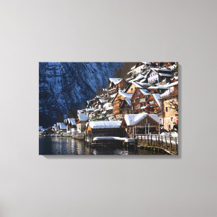 Trälakeside houses i Hallstatt, Österrike Canvastryck
