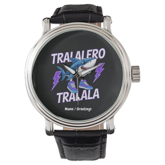 Tralalero Tralala Bootleg Funny Shark Meme Graphic Armbandsur (Framsida)