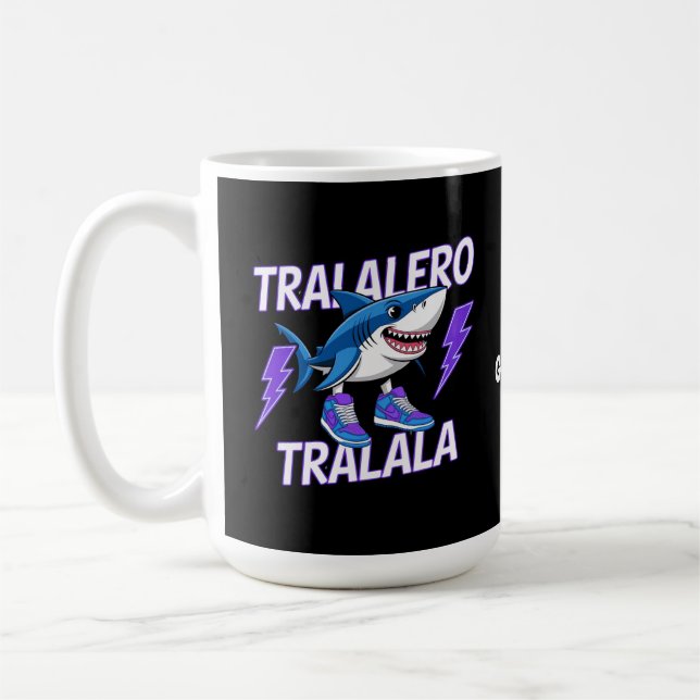 Tralalero Tralala Bootleg Funny Shark Meme Graphic Kaffemugg (Vänster)