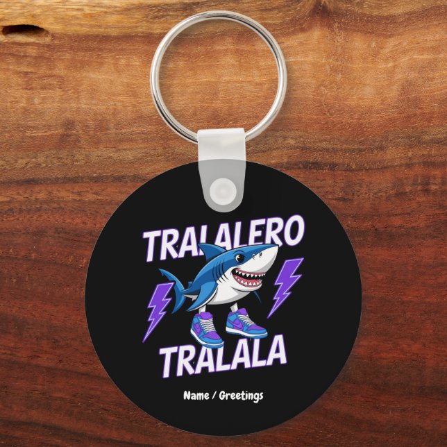 Tralalero Tralala Bootleg Funny Shark Meme Graphic Nyckelring (Framsida)
