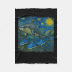 Tralalero Tralala Funny Shark Van Gogh Starry Nigh Fleecefilt