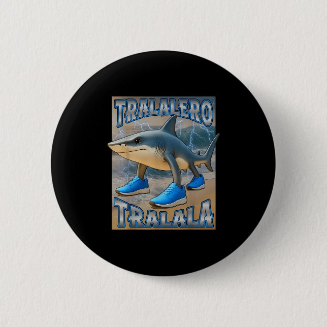 Tralalero Tralala Italie Brainrot Meme Birthday F Knapp (Framsida)