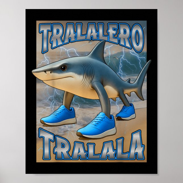 Tralalero Tralala Italie Brainrot Meme Birthday F Poster (Framsidan)