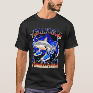 Tralalero Tralala Rolig Haj Italiensk Hjärnrot Mem T Shirt