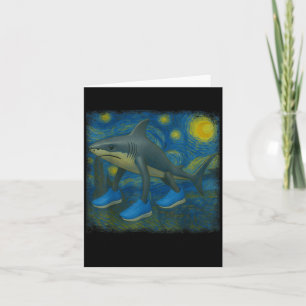 Tralalero Tralala Rolig Haj Van Gogh Stjärn Natt Kort