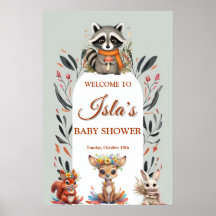 Trälandsdjur Baby Shower Välkomstskylt Söt För