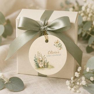Trälandskanin Baby Shower Förmånsetiketter Gåvor Etiketter