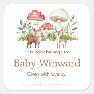 Trälandssköldpadda Baby Shower Bokmärke Fyrkantigt Klistermärke