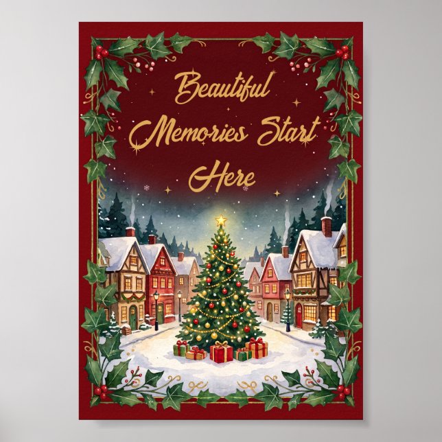 Trälig julby julskylt poster (Framsidan)
