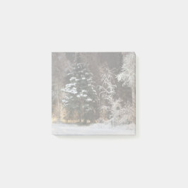 Trälig vinter skog natt scen post-it block