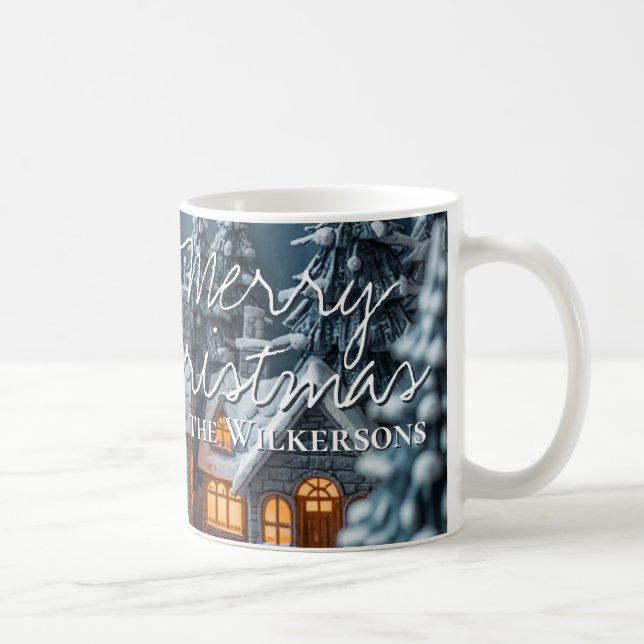 Trälig Vinterby Anpassat Namn Jul Kaffemugg (Höger)