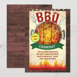 Träljus BBQ Grill  Utflykt  Sommar  Fest Inbjudningar