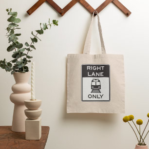 Tram Höger Lane Only Road Sign Tote Bag Tygkasse