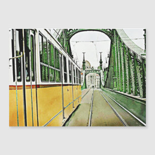 Tram - på bron - Budapest-magnetkort