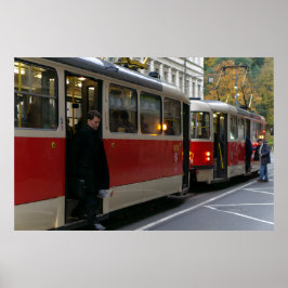 Tram Stoppa på höstdagen Poster