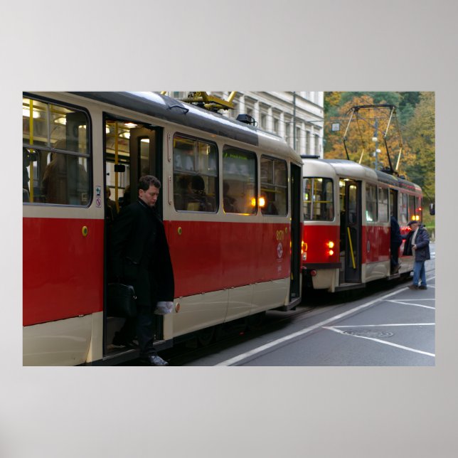 Tram Stoppa på höstdagen Poster (Framsidan)