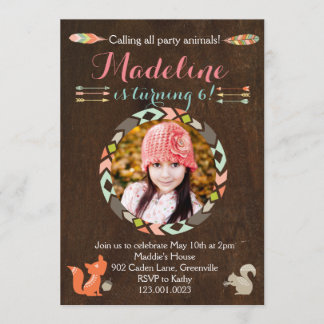 Trämark Forest Animal Birthday Call (Wood) Inbjudningar