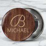 Trämattimmer med monogram Personlig Namn Knapp<br><div class="desc">Denna formgivning har ett pris av träsket från det osterila timret med ett monogram och personlig namn. Anpassa genom att redigera texten i textrutan eller ta bort utan text. #monogram #monogrammed #personlig #personlig #initial #wood #rustic #namn #namebadge #knappar # #tillbehör #home #office #work #gifts</div>