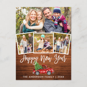 Trämensskript Red Lastbil nyår 4, foto Vykort