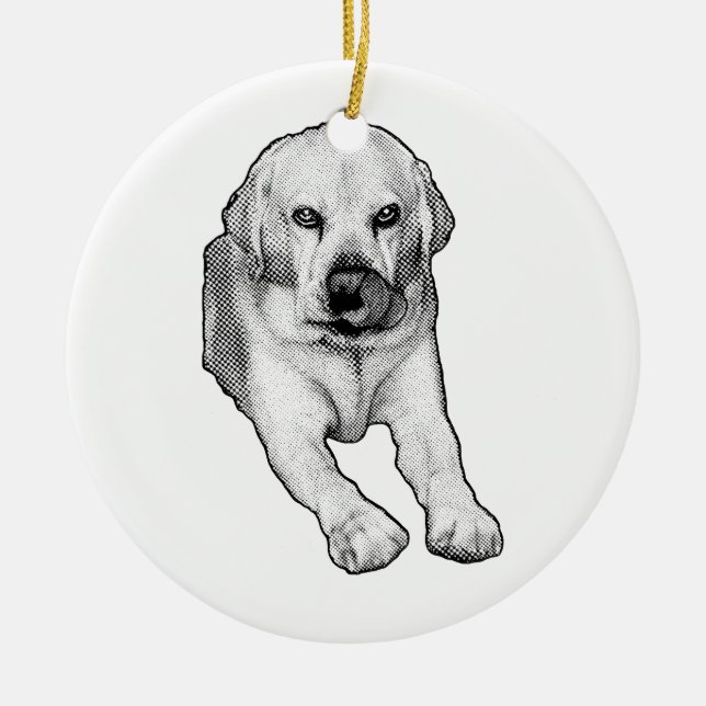 Träminne: Labrador glädje Julgransprydnad Keramik (Framsidan)